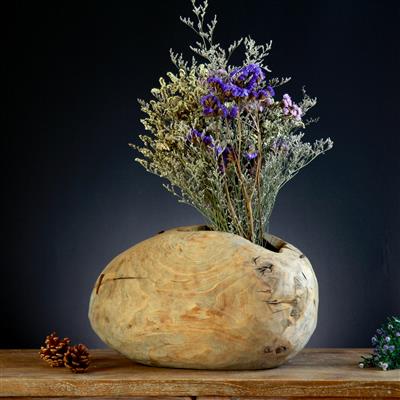 原木实木花座花盆花器花瓶花桶花艺桌面装饰器皿摆件自然插花 Show pictures