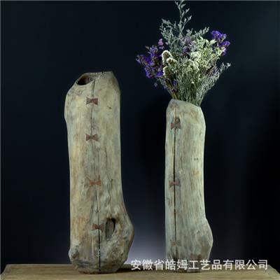 手工制作木质落地细高花瓶花盆花器花桶花艺干花插花居家装饰摆件 Show pictures