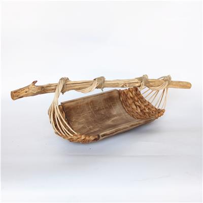 手工制作蒲草和泡桐混搭编织托盘果盘摆盘装饰器皿 Show pictures