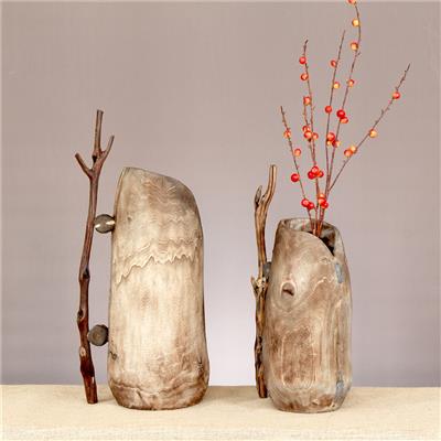 手工制作木质花瓶花盆花器花桶田园花艺民宿居家装饰摆件 Show pictures