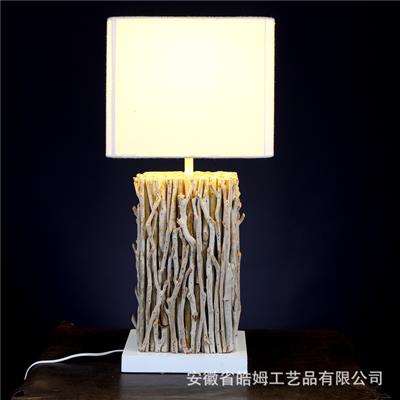 手工工艺木质台灯落地灯民宿餐厅咖啡馆朽木树枝装饰灯具 Show pictures
