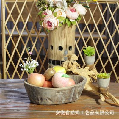 新中式手工制作家居田园风原木船型摆盘果盘装饰器皿摆件 Show pictures
