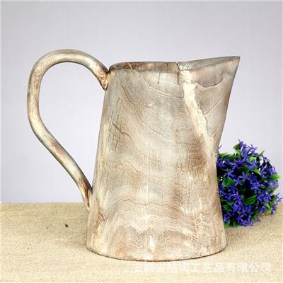 木质手工茶壶型插花艺花瓶新中式民宿咖啡厅酒店摆台花瓶 Show pictures