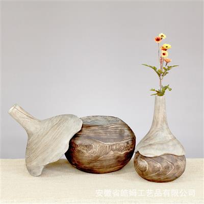木制花瓶花盆花器花桶插花艺术客厅桌面茶几书房装饰摆件 Show pictures