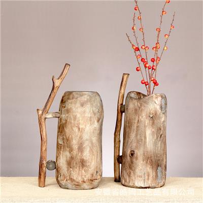 手工制作木质花瓶花盆花器花桶桌面花艺居家装饰插花器皿 Show pictures
