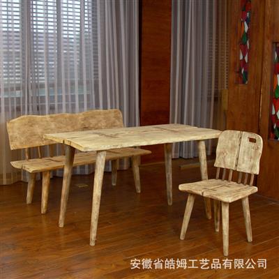手工打造木质工艺长椅靠椅木桌家居民宿创意装饰家具 Show pictures