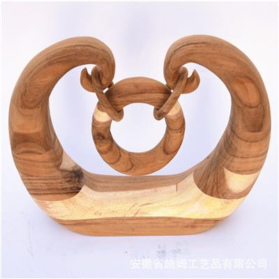 手工制作胡桃木心型抽象造型家居民宿玄关桌面摆放工艺品 Show pictures