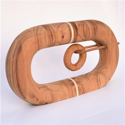 手工制作胡桃木装饰摆件家居玄关桌面椭圆型装饰工艺品 Show pictures
