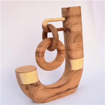 手工制作胡桃木装饰摆件家居玄关桌面J字造型装饰工艺品 Show pictures