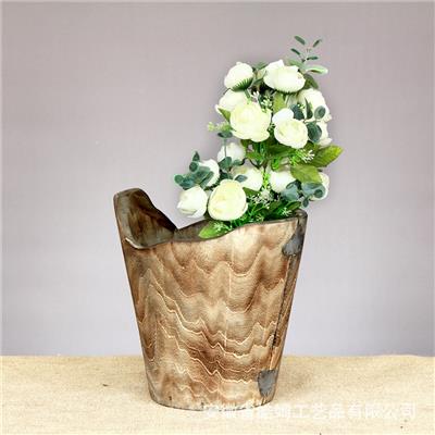 手工制作木质工艺花瓶花盆花桶插花花器家居民宿储物器皿 Show pictures