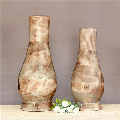 手工制作木质花瓶花盆花器花桶桌面花艺民宿装饰插花器皿 Show pictures