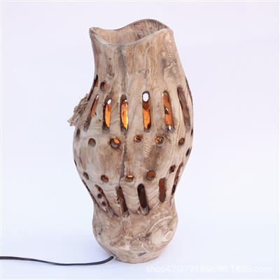 手工制作镂空原木工艺落地台灯田园温馨民宿装饰灯具 Show pictures