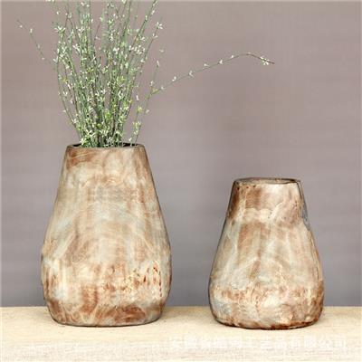手工制作木质花瓶花盆花器花桶桌面花艺民宿装饰插花器皿 Show pictures