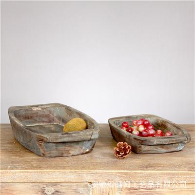 手工艺术品酒店别墅家居客餐厅木制质带柄糖果盘零食盘 Show pictures