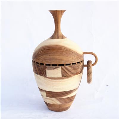 手工制作胡桃木装饰花瓶花桶花器家居桌面摆件工艺品 Show pictures