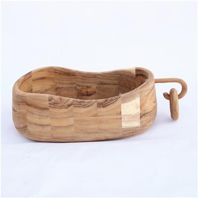手工制作胡桃木椭圆装饰花盆果盘家居桌面摆件工艺品 Show pictures