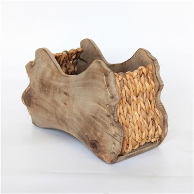 手工制作蒲草和泡桐混搭编织不规则储物器皿装饰摆件 Show pictures