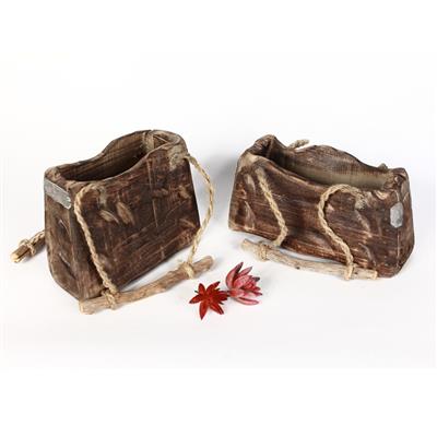 手工制作木质装饰吊盆多肉绿植插花花器做旧储物器皿 Show pictures