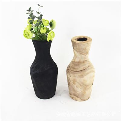 侘寂风手工碳化木质摆件插花花瓶花器民宿酒店别墅装饰品 Show pictures