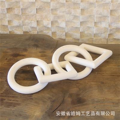 现代简约ins侘寂风手工木质链条家居装饰客厅墙饰电视柜四环挂件 Show pictures