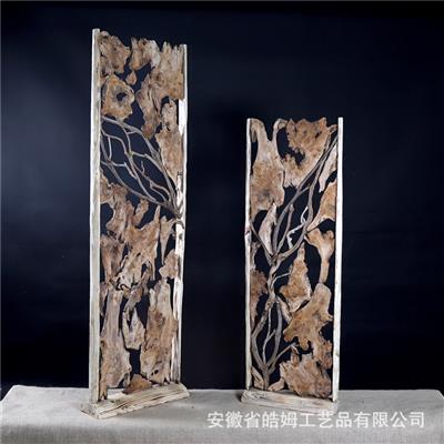 手工制作木质工艺屏风摆件多功能木质挂勾树根装饰摆件 Show pictures