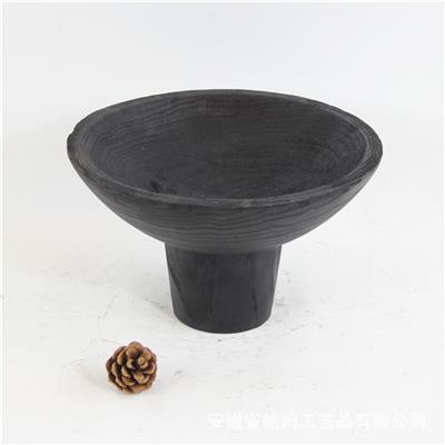 手工创意新中式碳化栗木托盘果盘家居别墅艺术装饰摆件 Show pictures