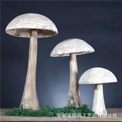 手工木质摆件民宿酒店树根装饰蘑菇树叶圣诞树造型 Show pictures