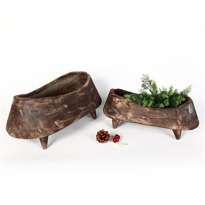 手工制作木质装饰摆件吊盆果盘摆盘花器做旧储物器皿 Show pictures