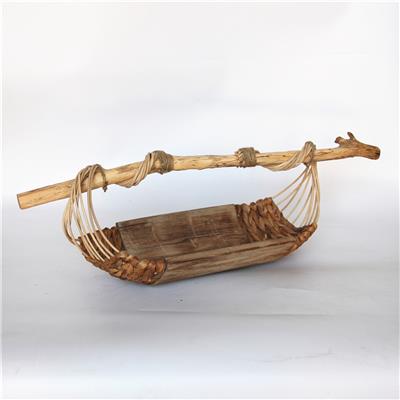 手工制作蒲草和泡桐混搭编织托盘果盘装饰器皿摆件 Show pictures