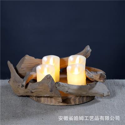 手工制木质烛台朽木树枝复古蜡烛台烛光浪漫晚餐创意摆件 Show pictures