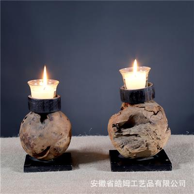 手工木质烛台朽木根树枝复古蜡烛台烛光浪漫晚餐创意摆件 Show pictures
