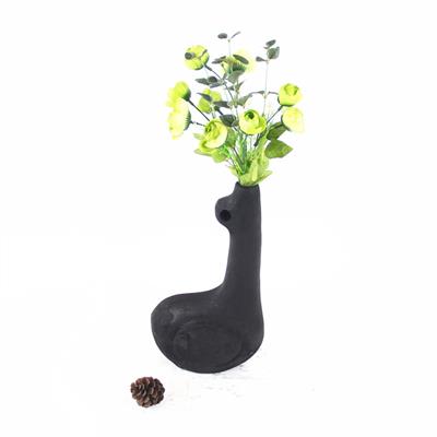 侘寂风黑色碳化木质插花花艺花瓶民宿别墅艺术装饰性花瓶 Show pictures